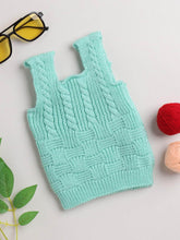 Little Angels Little Angels Baby Wool Square Neck Cable Knit with Basketweave Sleeveless Pullover For Baby Boys and Girls Sleeveless/vests Bundle Up Button-Up Basketweave Pullover 0-3M / Green / Baby Wool