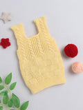Little Angels Little Angels Baby Wool Square Neck Cable Knit with Basketweave Sleeveless Pullover For Baby Boys and Girls Sleeveless/vests Bundle Up Button-Up Basketweave Pullover 0-3M / Yellow / Baby Wool