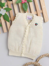 Little Angels Little Angels Baby Wool V-Neck Embroidered Sleeveless Cardigan For Baby Boys and Girls Sleeveless/vests Button Bloom Cozy Cardigan 0-3M / Cream / Baby Wool