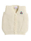 Little Angels Little Angels Baby Wool V-Neck Embroidered Sleeveless Cardigan For Baby Boys and Girls Sleeveless/vests Button Bloom Cozy Cardigan