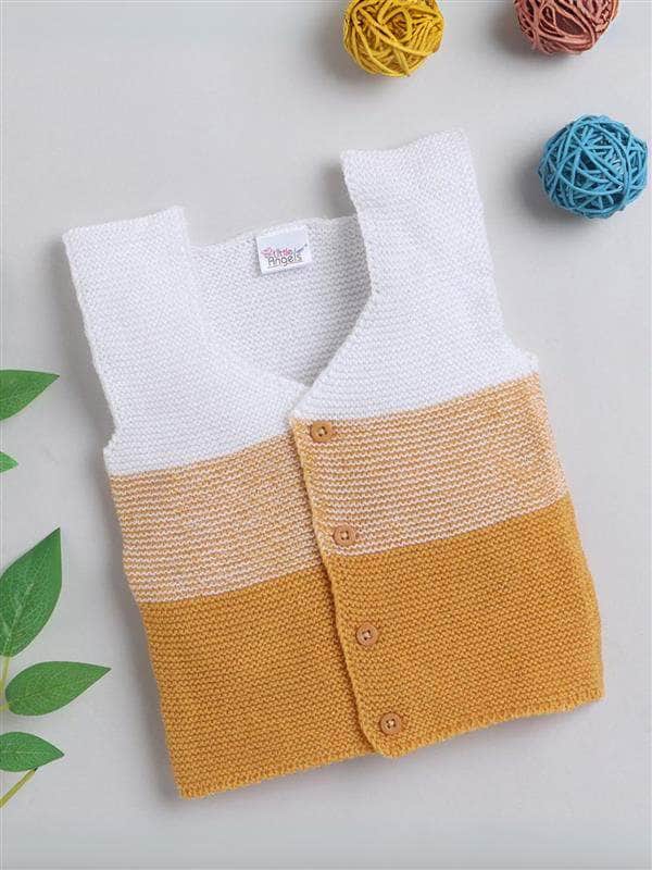 Little Angels Buttoned Up Bliss Vest Sleeveless/vests Buttoned Up Bliss Vest 0-3 M / Mustard & White / Baby Wool