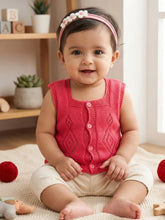 Little Angels Diamond Dazzle Knit Vest Sleeveless/vests Diamond Dazzle Knit Vest 0-3 M / Fuschsia / Soft Wool