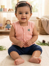 Little Angels Square Neck Embroidered Sleeveless Vest For Baby Girls Sleeveless/vests Little Buds Winter Knit Charm Vest 0-6 M / Pink / Baby Wool