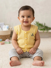 Little Angels Square Neck Embroidered Sleeveless Cardigan For Baby Girls Sleeveless/vests Little Buds Winter Knit Charm Vest 0-6 M / Yellow / Soft Wool