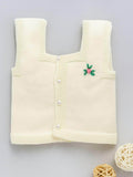 Little Angels Little Angels Baby Wool Square Neck Embroidered Sleeveless Cardigan For Baby Boys Sleeveless/vests Little Buds Winter Knit Charm Vest 0-6M / Cream / Baby Wool
