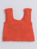 Little Angels Square Neck Embroidered Sleeveless Vest For Baby Girls Sleeveless/vests Little Buds Winter Knit Charm Vest 0-6M / Orange / Soft Wool