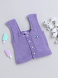 Little Angels Little Angels Baby Wool Square Neck Embroidered Sleeveless Cardigan For Baby Boys and Girls Sleeveless/vests Little Buds Winter Knit Charm Vest 0-6M / Violet / Baby Wool
