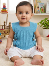 Little Angels Little Angels Baby Wool Square Neck Lace Rib Sleeveless Cardigan For Baby Boys Sleeveless/vests Warm Whispers Buttoned Baby Vest 0-3M / Blue / Baby Wool