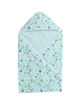 Little Angels Baby Hooded Wrapper | Soft Cotton Baby Swaddle Blanket – Mint Print Swaddles Ultra-Soft Hooded Baby Wrap 0-1Yr / Green / Fallalen