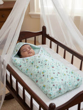 Little Angels Baby Hooded Wrapper | Soft Cotton Baby Swaddle Blanket – Mint Print Swaddles Ultra-Soft Hooded Baby Wrap 0-1Yr / Green / Fallalen