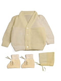 Little Angels Baby Knitted Sweater Set with Booties & Cap | Soft Winter Wear for Newborns Sweater Sets Baby Knitted Sweater Set with Socks & Cap – Soft Winter Essentials (Cream) 3-6M / cream / Baby Wool