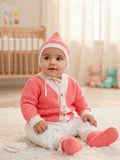 Little Angels Baby Knitted Sweater Set with Cap & Booties | Soft Winter Wear Sweater Sets Baby Winter Knitted Sweater Set with Cap and Socks 6-12 M / Neon Pink / Soft Wool
