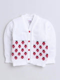 Little Angels Little Angels V-Neck Full Sleeves Full Sleeves Strawberry Cardigan, Tie-Knot Cap and Socks Sweater Sets Berry Sweet Baby Winter Combo