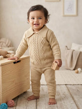 Little Angels 2 Pcs Sweater Set Cable Knit Collared Neck Baby Wool Beige Pullover and Pants For Baby Girls Sweater Sets Bundle & Stroll Cable Set 6-12 M / Beige / Soft Wool
