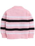 Little Angels Little Angels Sweater Set Baby Wool Full Sleeves V-Neck Striped Pink 3-Piece Set Sweater Sets Candy Stripes Baby Knit Set