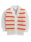 Little Angels Little Angels V-Neck Full Sleeves Striped Orange Cardigan, Pants, Cap & Socks Sweater Sets Candy Stripes Snuggle Set