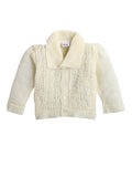 Little Angels Little Angels V-Neck Full Sleeves Full Sleeves Basketweave Cardigan, Tie-Knot Cap and Socks Sweater Sets Classic Ivory Baby Knitwear Ensemble