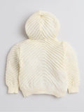Little Angels Little Angels Sweater Set Baby Wool Full Sleeves Hooded Neck Textured Cream 3-Piece Set Sweater Sets Creamy Cuddles Winter Baby Set