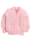Little Angels Little Angels Sweater Set Baby Wool Full Sleeves V-Neck Striped in a Pearl Pattern Pink 3-Piece Set Sweater Sets Delicate Pearl-Knit Baby Set