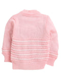 Little Angels Little Angels Sweater Set Baby Wool Full Sleeves V-Neck Striped in a Pearl Pattern Pink 3-Piece Set Sweater Sets Delicate Pearl-Knit Baby Set