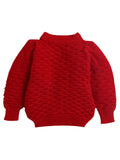 Little Angels Little Angels Sweater Set Baby Wool Full Sleeves V-Neck Solid with Pyramid Design Red 3-Piece Set Sweater Sets Diamond Buds Baby Knitwear Set