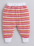 Little Angels Little Angels V-Neck Full Sleeves Striped White & Orange Cardigan, Pants, Cap & Socks Sweater Sets Frosty Fun Knit Set