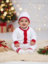 Little Angels Little Angels Round Neck Full Sleeves Textured White & Red Cardigan, Pants, Cap & Socks Sweater Sets Holiday Heartbeats sweater set
