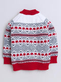 Little Angels Little Angels V-Neck Full Sleeves Fair Isle Red & White Cardigan, Pants, Cap & Socks Sweater Sets Jolly Hearts Winter Knit Set