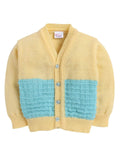 Little Angels Little Angels V-Neck Full Sleeves Color-Block Yellow & Green Cardigan, Pants, Cap & Socks Sweater Sets Mellow Hues Cozy Baby Set