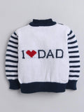 Little Angels Little Angels Sweater Set Baby Wool Full Sleeves V-Neck Fair Isle Knitted Red 3-Piece Set Sweater Sets Navy & White Striped Woollen Cardigan with ‘I Love Dad’ Sweater