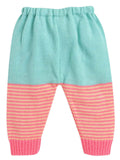 Little Angels Little Angels V-Neck Full Sleeves Striped Green & Neon Pink Cardigan, Pants, Cap & Socks Sweater Sets Stripe & Shine Knit Combo set
