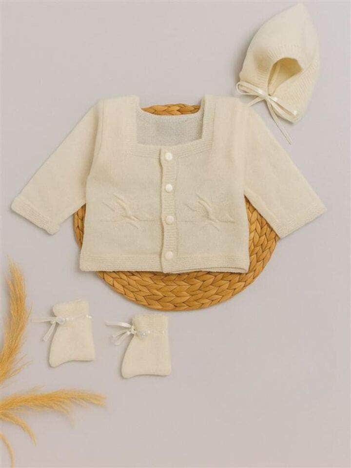 Little Angels Timeless Star Embroidered Baby Set Sweater Sets Timeless Star Embroidered Baby Set cream / 0-3 M