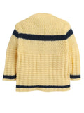 Little Angels Little Angels Sweater Set Baby Wool Full Sleeves V-Neck Textured Striped Yellow & Navy 3-Piece Set Sweater Sets Tiny Explorer Cozy Knit Outfit