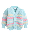 Little Angels Little Angels V-Neck Full Sleeves Full Sleeves Multi Striped Cardigan, Tie-Knot Cap and Socks Sweater Sets Twinkle Weave Baby Wool Set