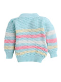 Little Angels Little Angels V-Neck Full Sleeves Full Sleeves Multi Striped Cardigan, Tie-Knot Cap and Socks Sweater Sets Twinkle Weave Baby Wool Set