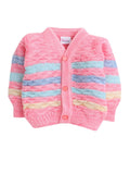 Little Angels Little Angels V-Neck Full Sleeves Full Sleeves Multi Striped Cardigan, Tie-Knot Cap and Socks Sweater Sets Twinkle Weave Baby Wool Set