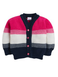 Little Angels Little Angels V-Neck Full Sleeves Color-Block Dark Blue Cardigan, Pants, Cap & Socks Sweater Sets Warm Hugs Colorblock Set