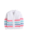Little Angels Little Angels V-Neck Full Sleeves Full Sleeves Striped Cardigan, Tie-Knot Cap and Socks Sweater Sets Wiggles & Giggles Knit Set