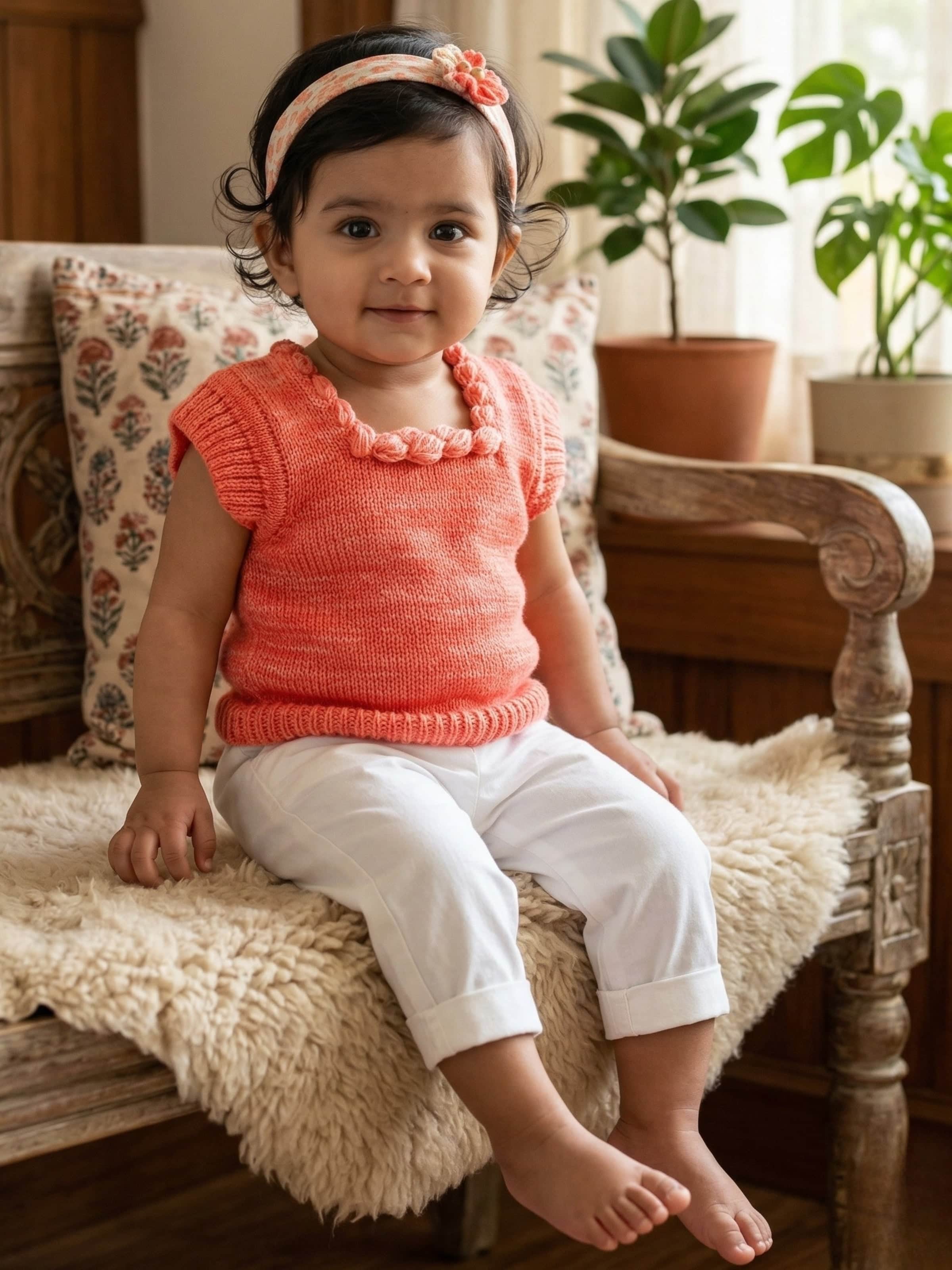 Little Angels Buy Little Baby Woolen Sleeveless Vest Woolen Sleeveless Baby Vest 0-3 M / Red / Baby Wool