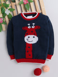 Baby Sweater Pullover with Long Sleeves, Round Neck and Giraffe Design for Kids