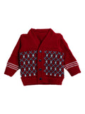 Woolen Baby Cardigan – Red Knit (3–6 Months)