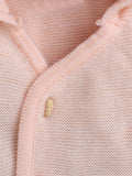 Peach Baby Hooded Woolen Cardigan with Wooden Toggles