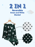 2 in 1 Green & White Reversible Rabbit Design Blanket