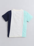 Round Neck Half Sleeves Color-Block T-Shirt and Shorts Set