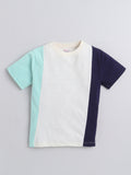 Round Neck Half Sleeves Color-Block T-Shirt and Shorts Set