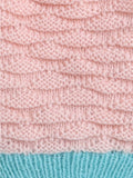 Woollen Textured Pink & Green Beanie Cap with Pom Pom