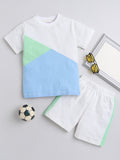 Round Neck Half Sleeves Color-Block T-Shirt and Shorts Set