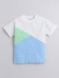 Round Neck Half Sleeves Color-Block T-Shirt and Shorts Set