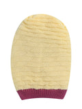 Woollen Textured Yellow & Wine Beanie Cap with Pom Pom