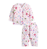 V-Neck Full Sleeves Printed Falallen Nightsuit